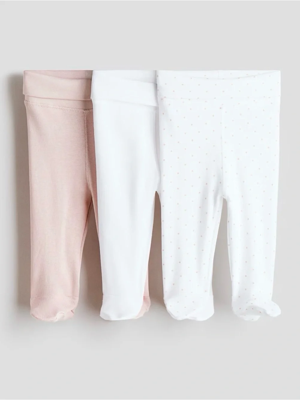 3-Pack Long-Sleeves Bodysuits and Leggings - Dusty Pink/White/Dotted